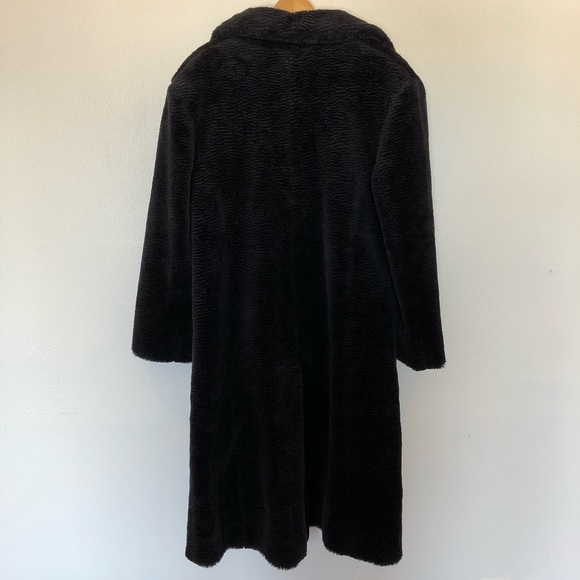 Long Oversize Faux Persian Lamb Fur Coat - Black Teddy - Picture 5 of 7